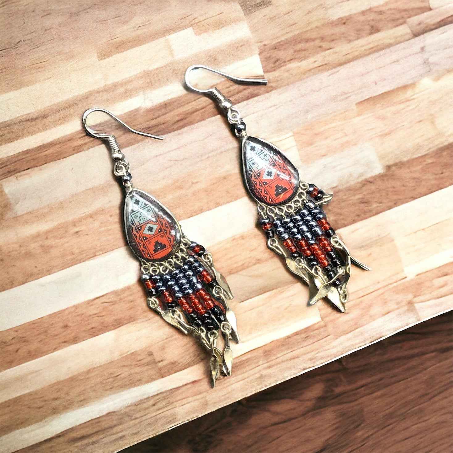OldTribes™ Small Sized Southwestern Red Teardrop Earrings