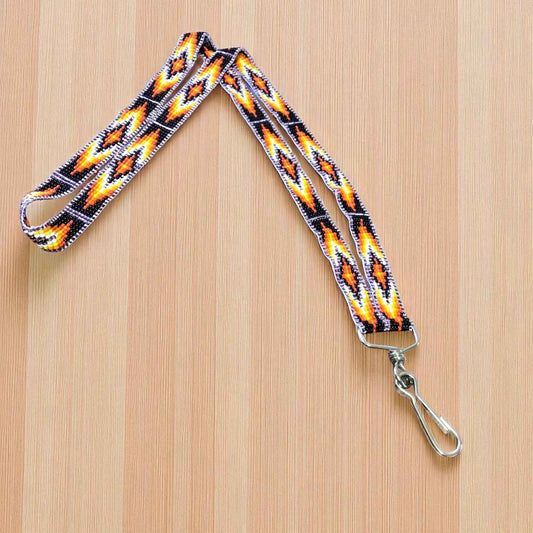 Purple black black  Native Beaded Lanyard
