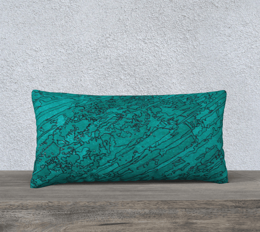 Throw Pillow Cover | 24 x 12 | Etched in Turquoise