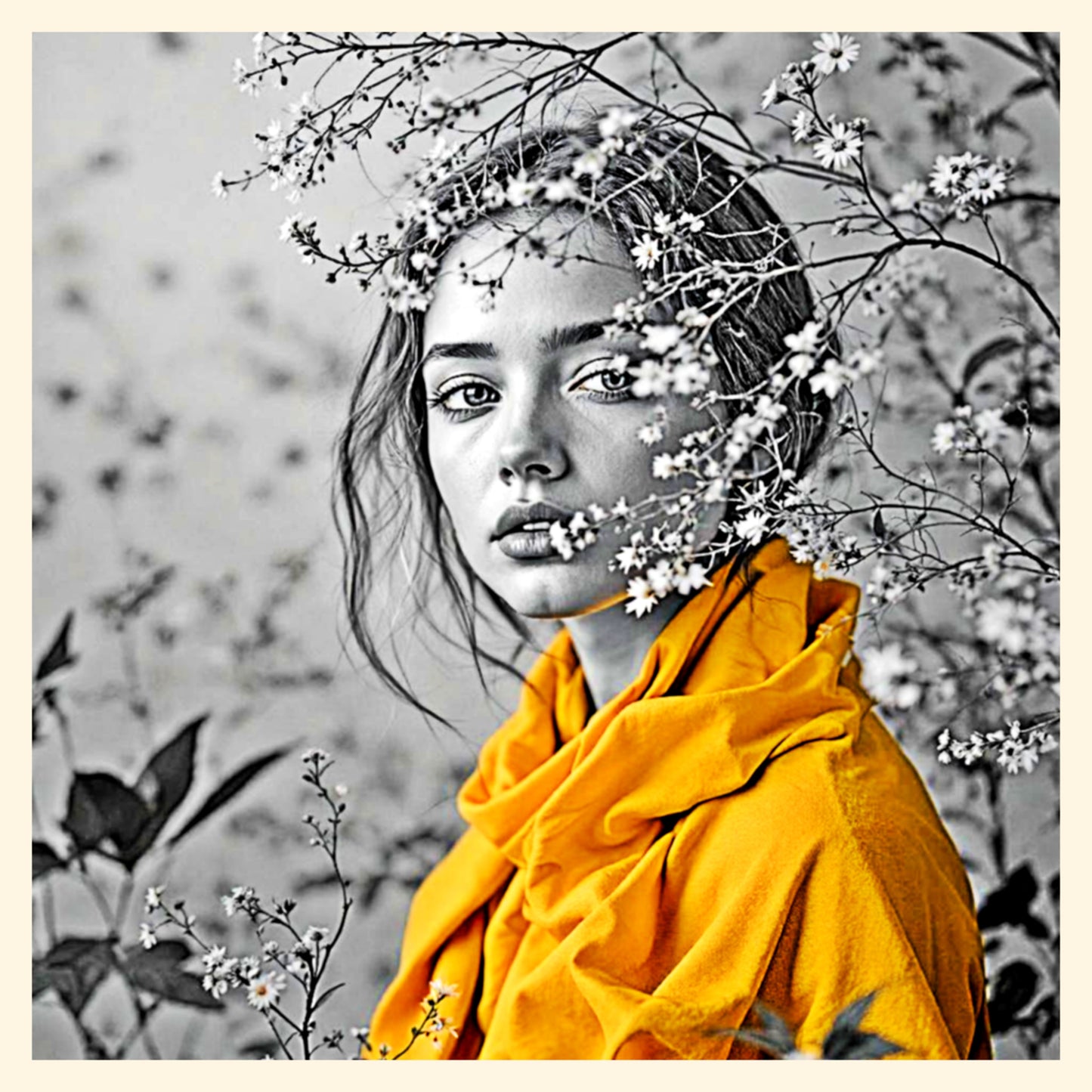 Yellow Scarf Portrait Digital Art - AURABAGS SHOP