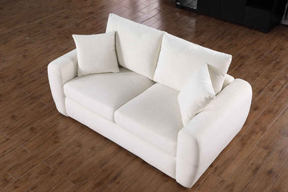 Modern Minimalist Beige Sofa – Comfortable Chenille 2 Seater Living Room Couch (Only US Delivery)