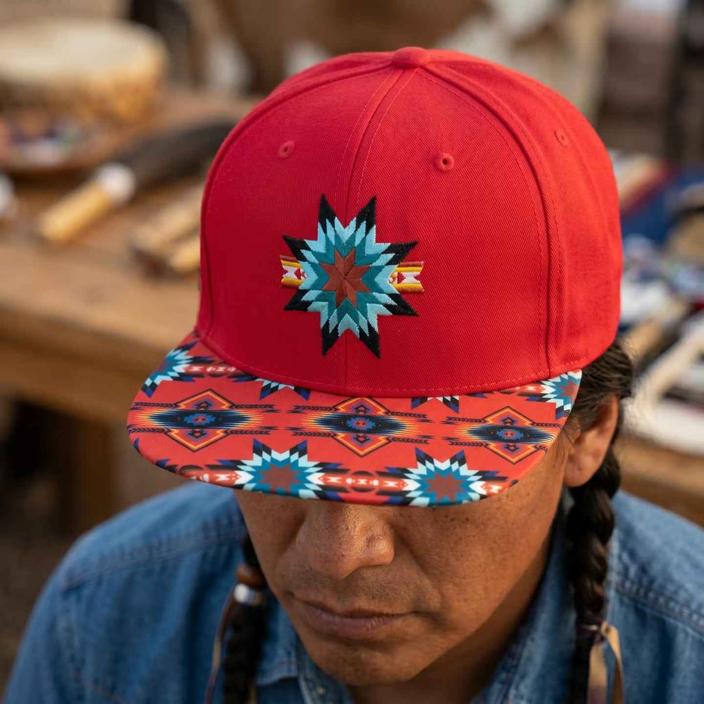 Native  embroidery Hat red