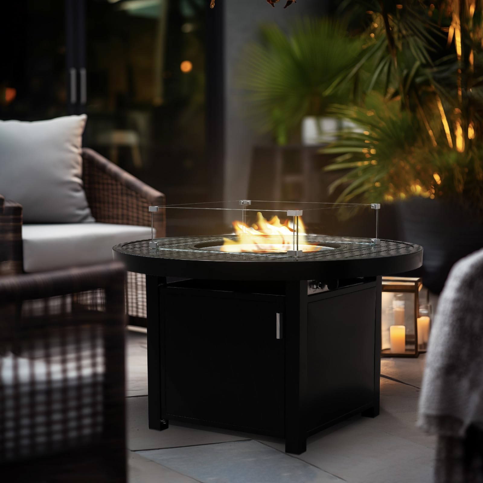 Aluminum Propane 42" Round Outdoor Fire Pit Table - AURABAGS SHOP