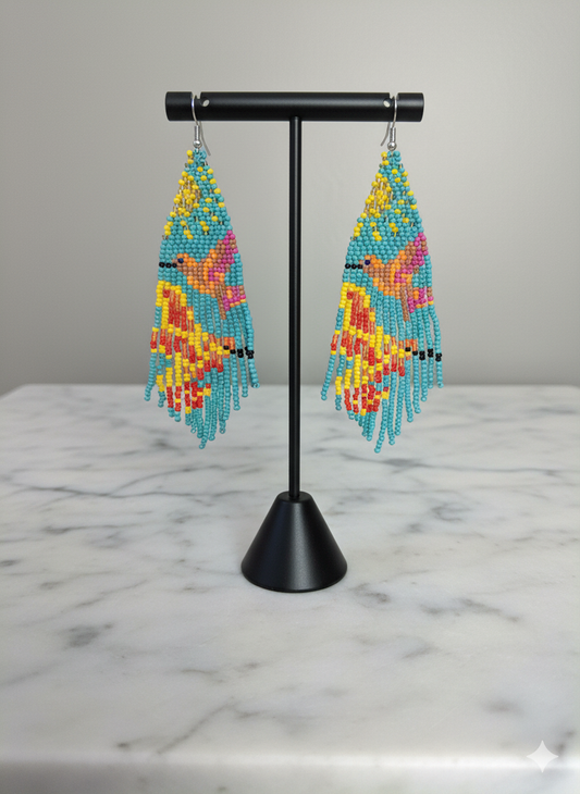 Turquoise Sky Dancer Beaded Earrings