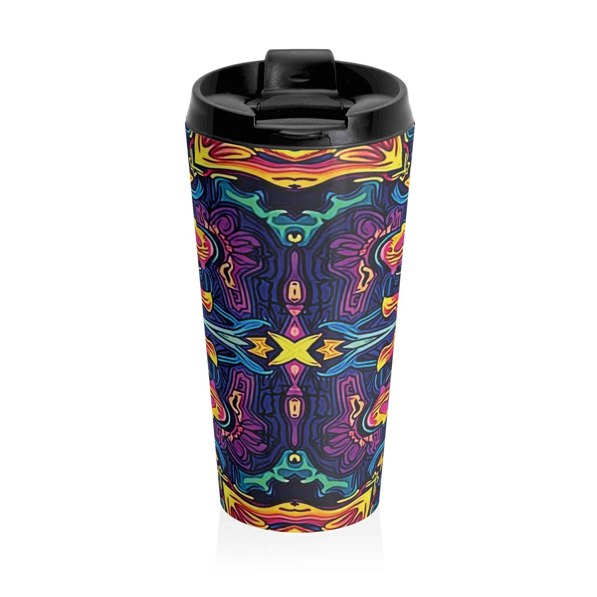 Kaleidoscope Neon Mandala Stainless Steel Travel Mug
