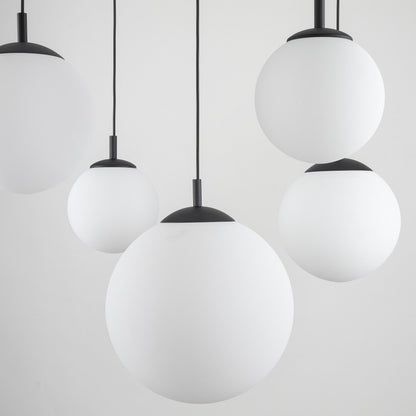 ESME White Opal Glass 5-Light Spider Pendant for Dining Table, Stairwell & Living Room