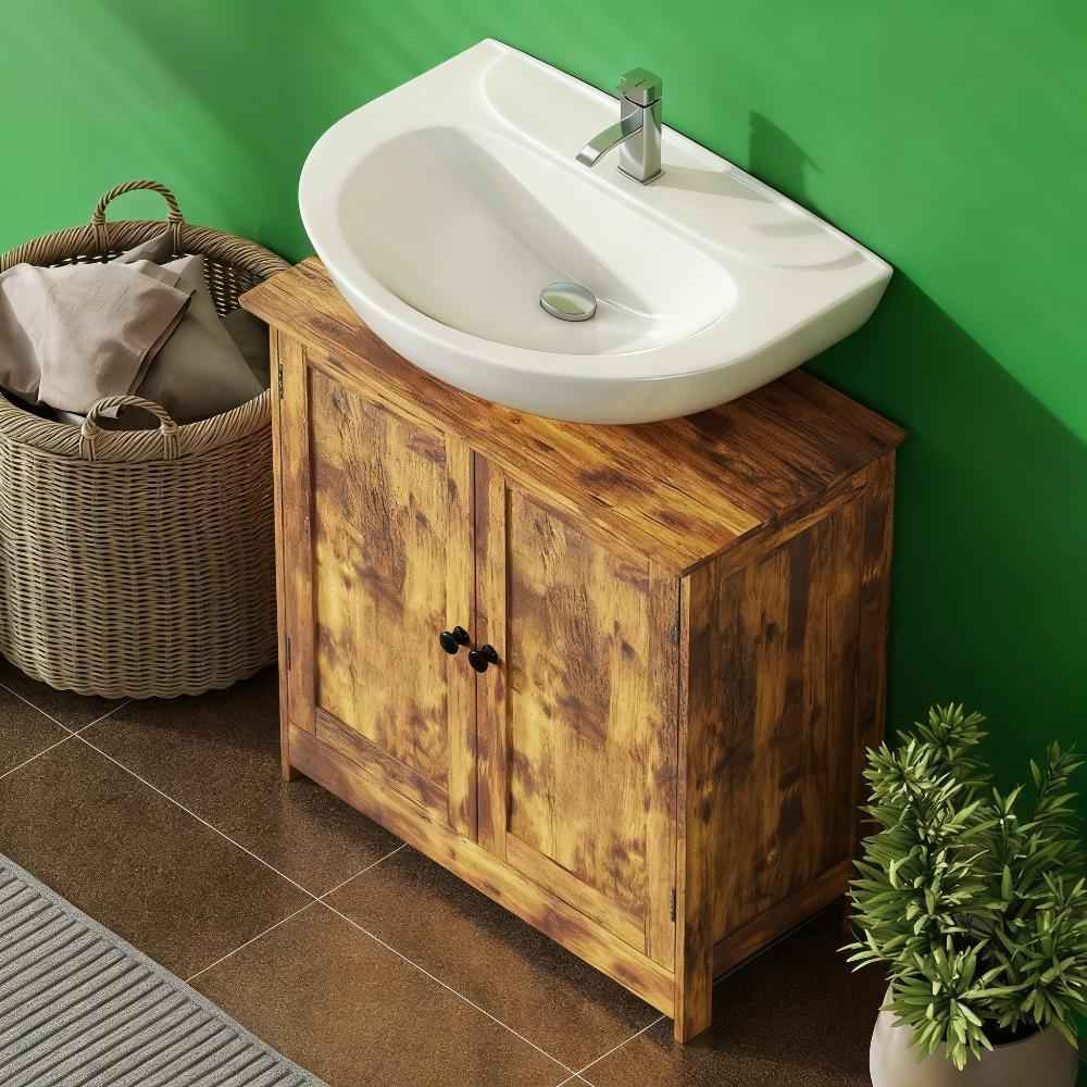 Rustic Brown Bathroom Vanity Cabinet – Under Sink Storage Organizer