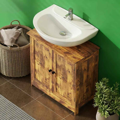 Rustic Brown Bathroom Vanity Cabinet – Under Sink Storage Organizer