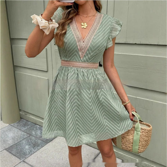 Women's Ice Silk Summer Dress – Lightweight Short Sleeve Casual Fashion Dress