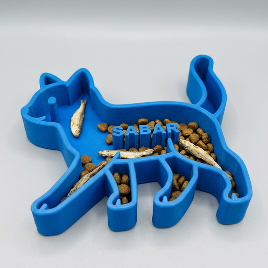 Personalized Pet Puzzle Feeder Bowl | Cat Shaped