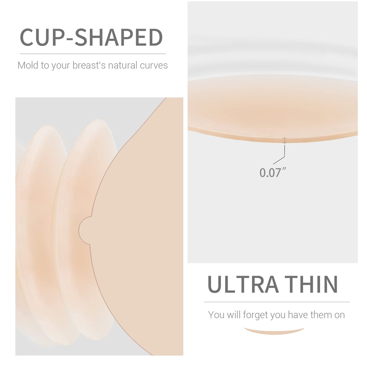 VOCH GALA Nipple Cover for Women 2 Pairs, Reusable Sticky Bra, Ultra Thin Nipple Pasties, Travel Essentials Crème 🍁 All In One Marketplace Canada