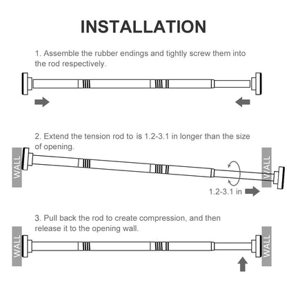 Ausemku Shower Curtain Rod Tension - 32-80 Inch Never Rust Non-Slip Spring Tension Curtain Rod No Drilling Stainless Steel Curtain Rod Use Bathroom Kitchen（Silver） 🍁 All In One Marketplace Canada