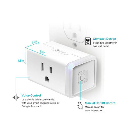 Kasa Smart Plug Mini by TP-Link (HS103P2) - Smart Home WiFi Outlet Works with Alexa, Echo and Google Home, No Hub Required, Remote Control, 2.4GHz WiFi Required, 15 Amp, UL Certified, 2-Pack, White 🍁 All In One Marketplace Canada