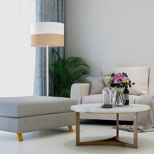 LINOBIANCO Natural Woven Floor Lamp for Living Room, Bedroom & Reading Nook – Scandinavian Minimalist Lighting - AURABAGS SHOP