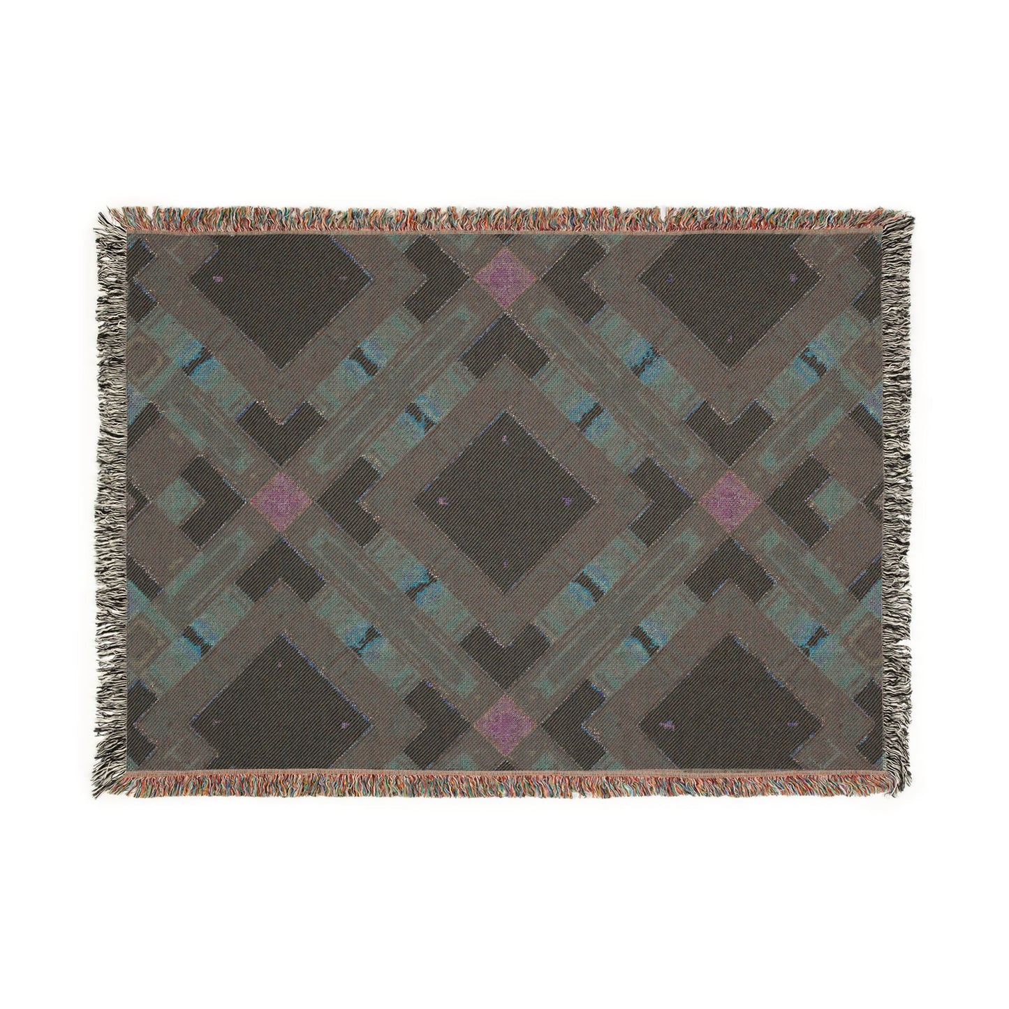 Southwest Diamond Woven Blanket — Geometric Boho Throw for Living Room & Camping