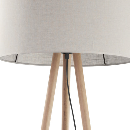 TOKYO Natural Linen & Wood Tripod Floor Lamp for Living Room, Bedroom & Reading Nook