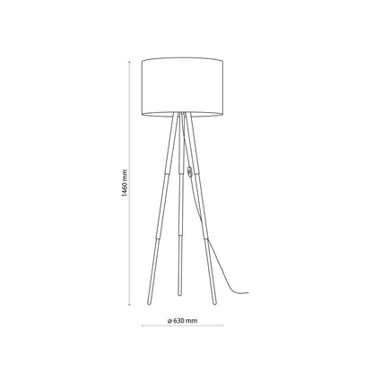 TOKYO Natural Linen & Wood Tripod Floor Lamp for Living Room, Bedroom & Reading Nook
