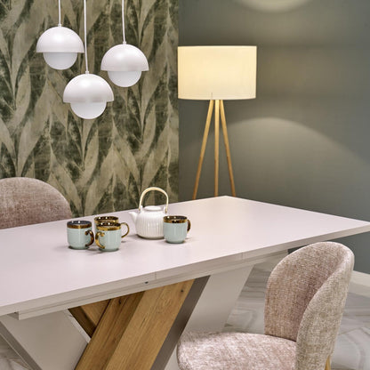 TOKYO Natural Linen & Wood Tripod Floor Lamp for Living Room, Bedroom & Reading Nook