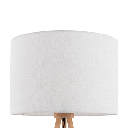 TOKYO Natural Linen & Wood Tripod Floor Lamp for Living Room, Bedroom & Reading Nook