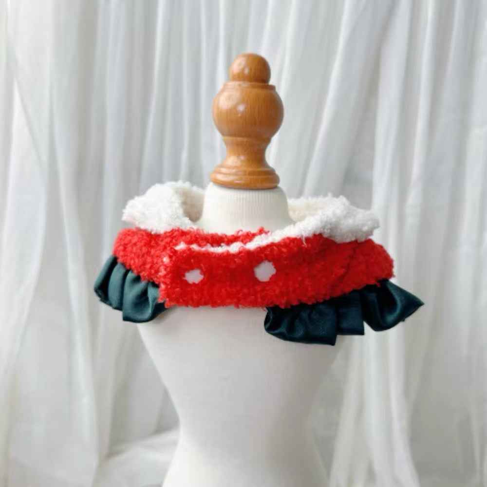 Christmas Pet Bandana – Festive Fur-Trim Holiday Accessory