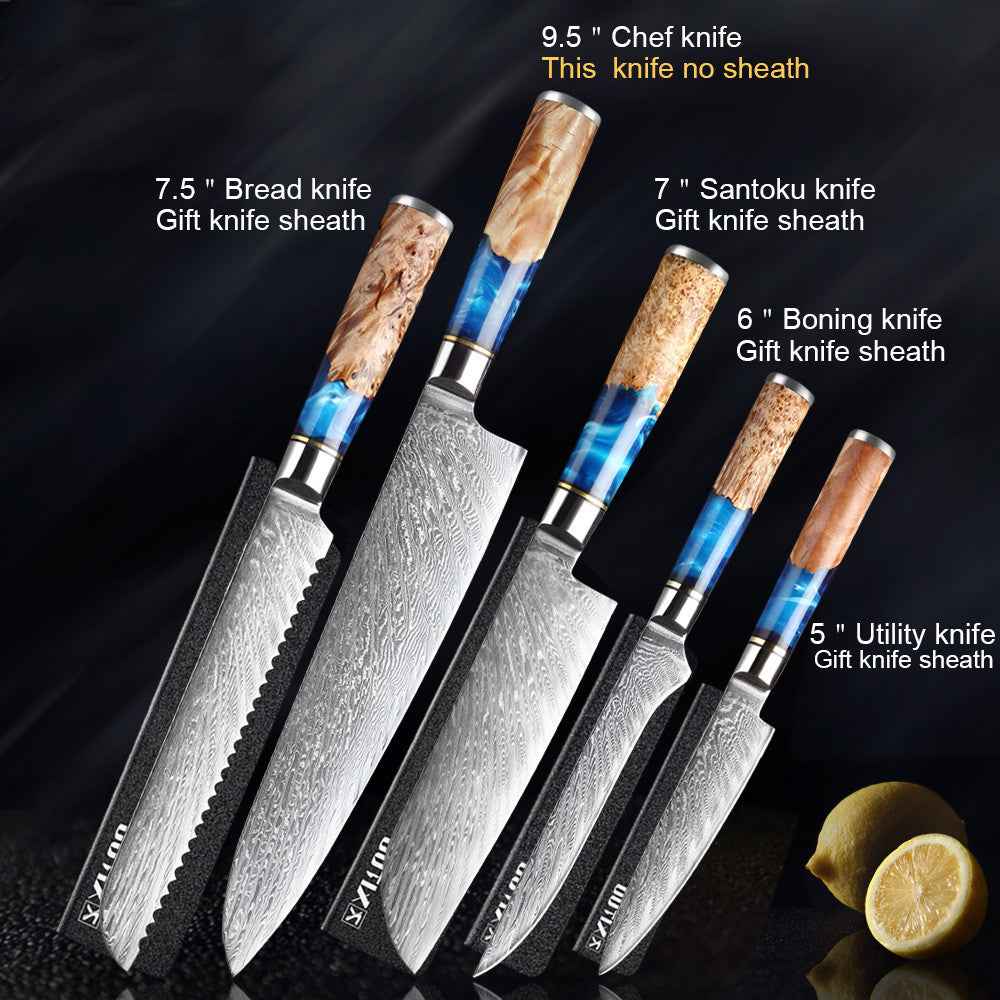 7-Piece Stainless Steel Kitchen Knife Set – Chef, Bread, Boning & Meat Cutting Knives (Deliver to United States Only)