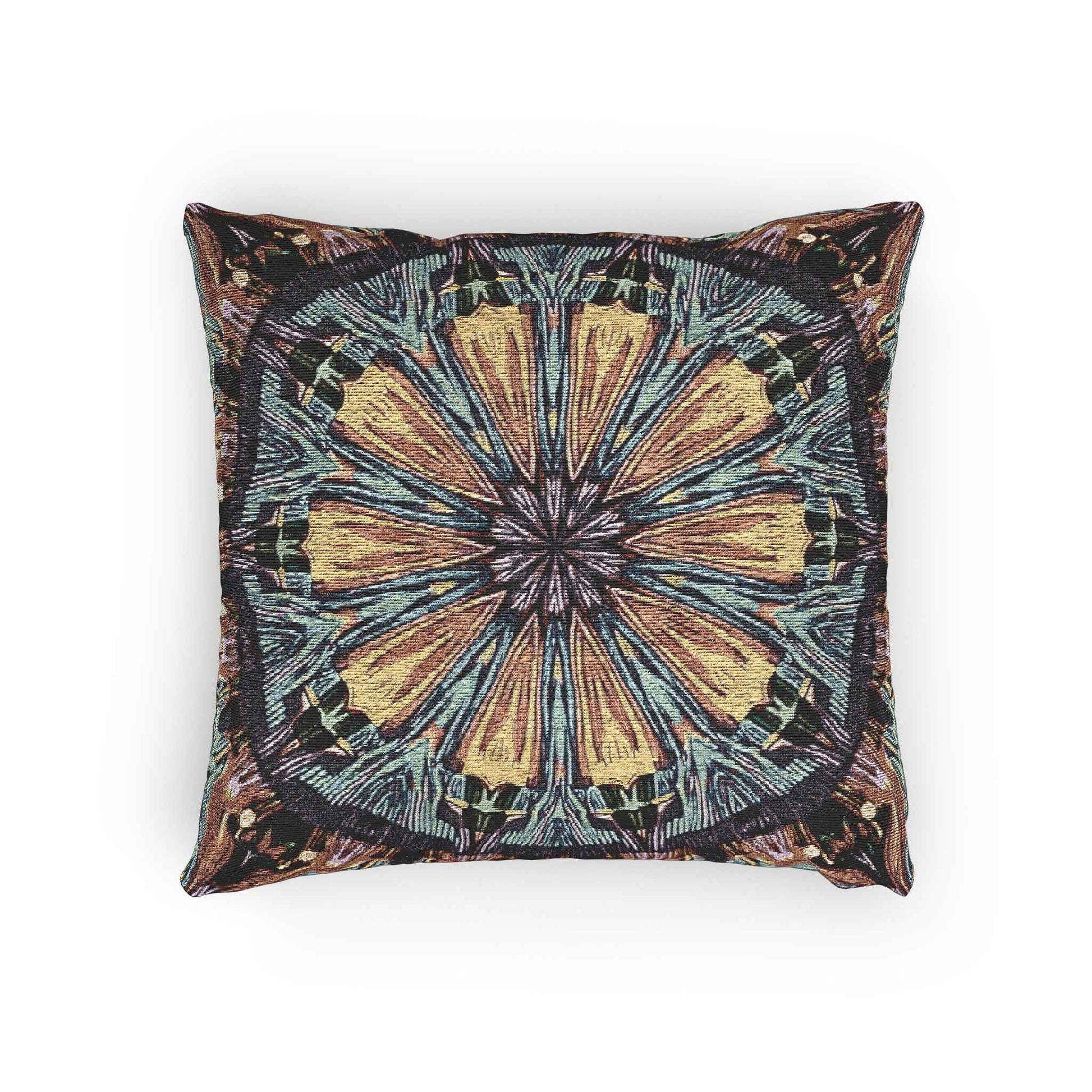 Geometric Mandala Woven Pillow | Boho Tile Decorative Cushion