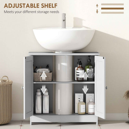 Modern Under Sink Bathroom Cabinet – MDF Vanity Storage Cabinet with Adjustable Shelf