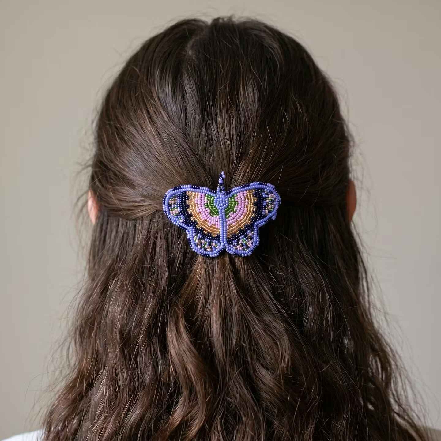 Light Blue Butterfly Beaded Barrette