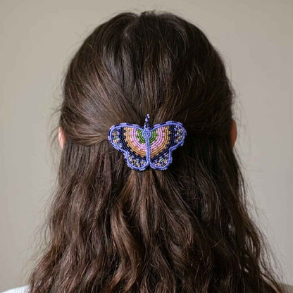 Light Blue Butterfly Beaded Barrette