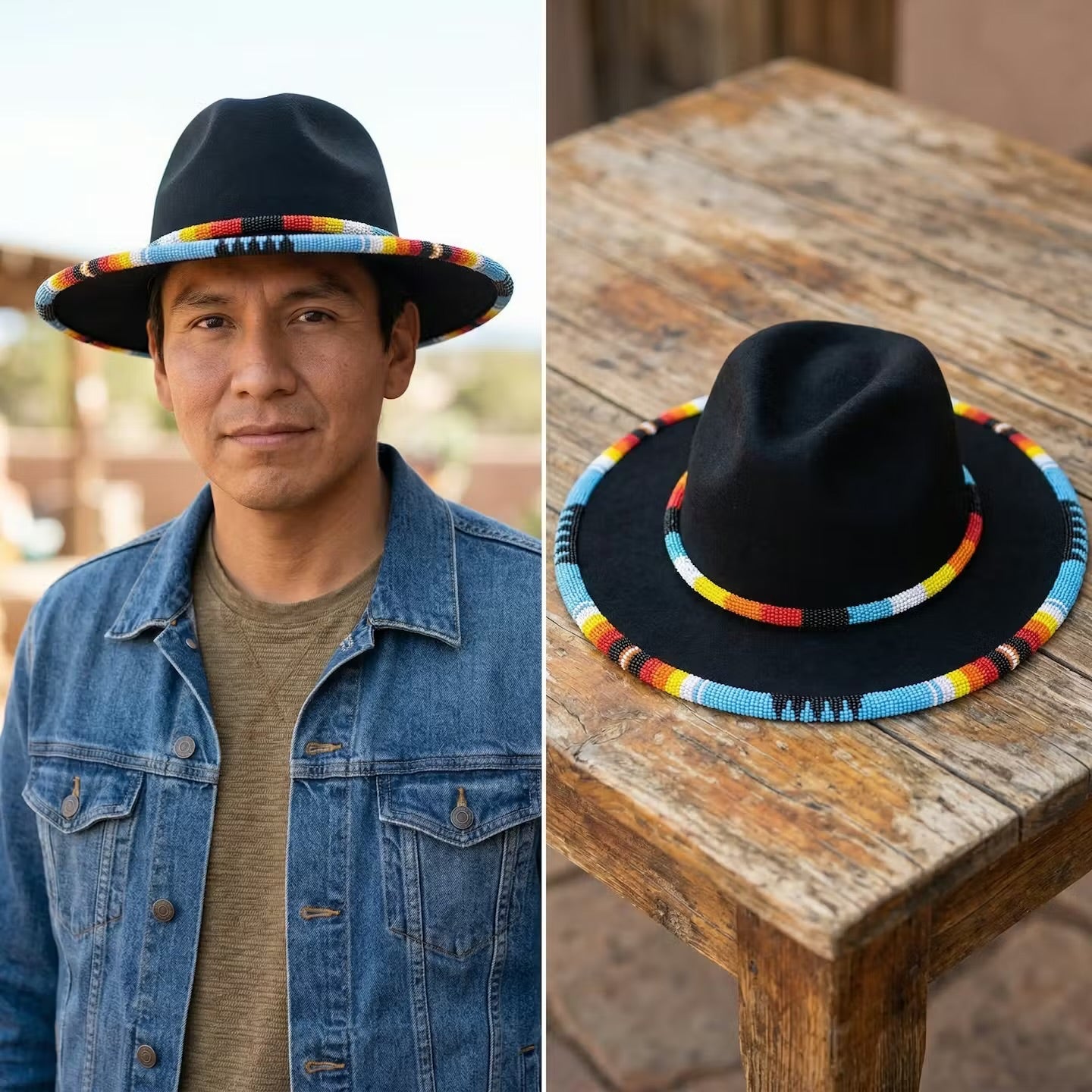 Size-60 Handmade Beaded Hat