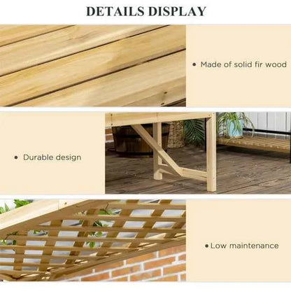 Natural Fir Wood Garden Arbor Bench with Trellis Arch, 63 x 78 in (United States Delivery Only)