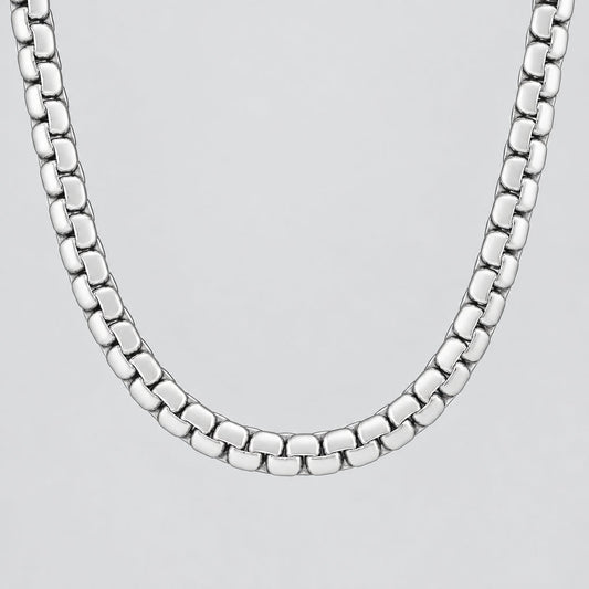 Men’s Stainless Steel Flat Box Chain Necklace for Bikers