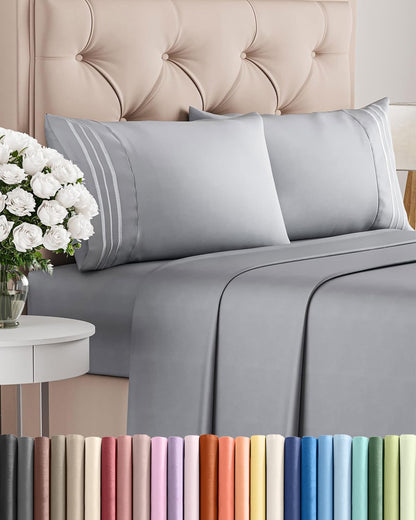 Queen Size 4 Piece Sheet Set - Comfy Breathable & Cooling Sheets - Hotel Luxury Bed Sheets for Women & Men - Deep Pockets, Easy-Fit, Soft & Wrinkle Free Sheets - Steel Blue Oeko-Tex Bed Sheet Set 🍁 All In One Marketplace Canada
