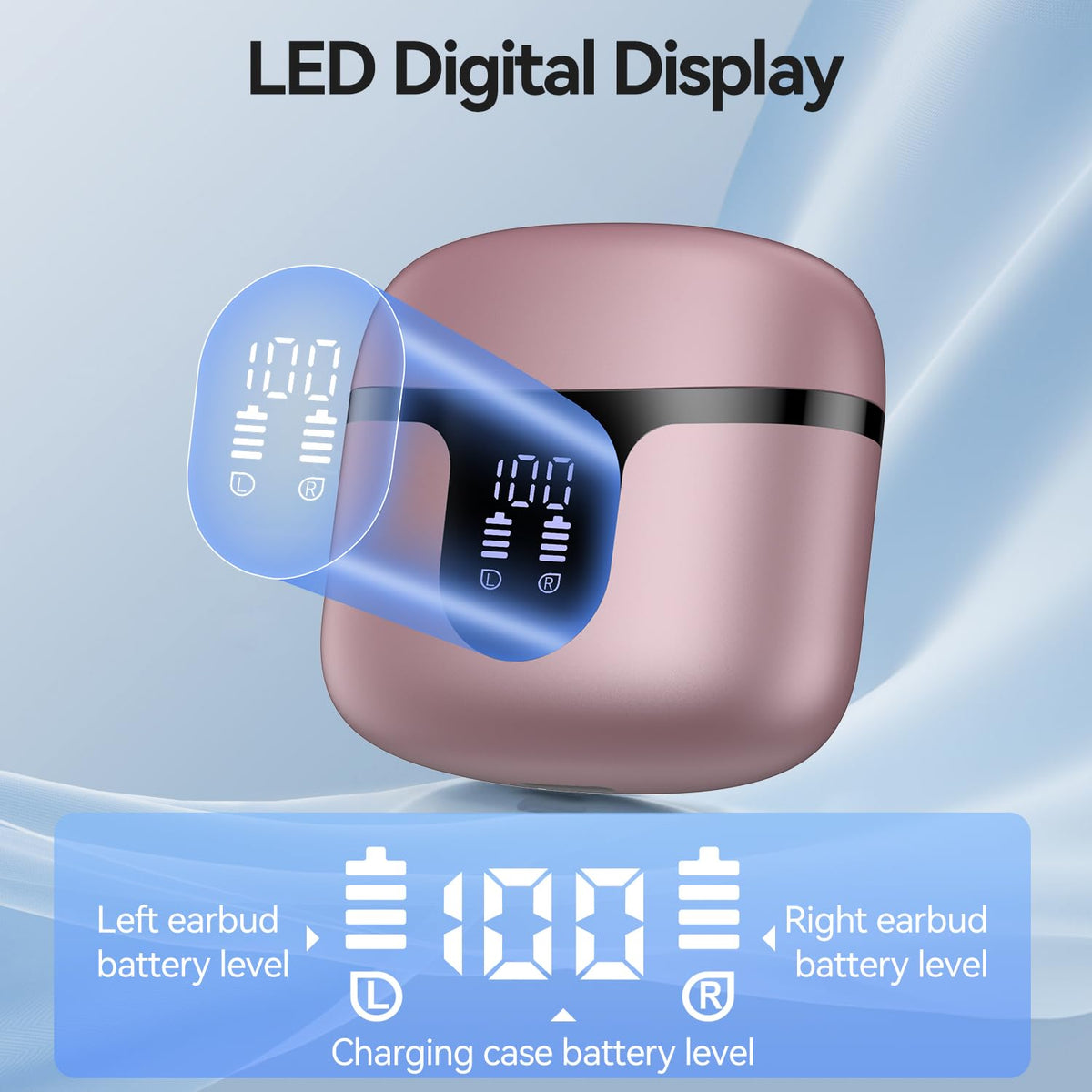 Wireless Earbuds, Bluetooth 5.4 in-Ear Headphones Wireless Bluetooth with ENC 4 Mics, Bluetooth Earbuds 50 Hour Noise-Cancelling Ear Buds with LED Indicator, IPX7 Waterproof for Sports/Work Rosa Gold 🍁 All In One Marketplace Canada