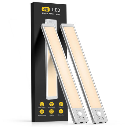 MCGOR 10inch Under Cabinet Lighting, 2 Pack Rechargeable Motion Sensor Light Indoor, 5 Levels Dimmable Magnetic Closet Lights, Wireless Under Counter Lights for Kitchen, Stairs 🍁 All In One Marketplace Canada