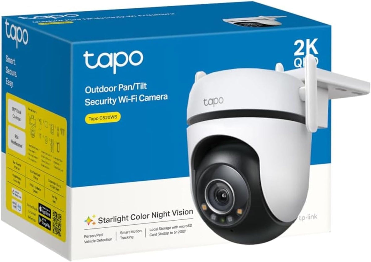 TP-Link Tapo 2K 4MP Pan/Tilt Outdoor Wired Security Wi-Fi Camera, 360° Visual Coverage, Starlight Full-Color Night Vision Up to 98ft, Person/Pet/Venicle Detection,Physical Privacy Mode(Tapo C520WS) 🍁 All In One Marketplace Canada