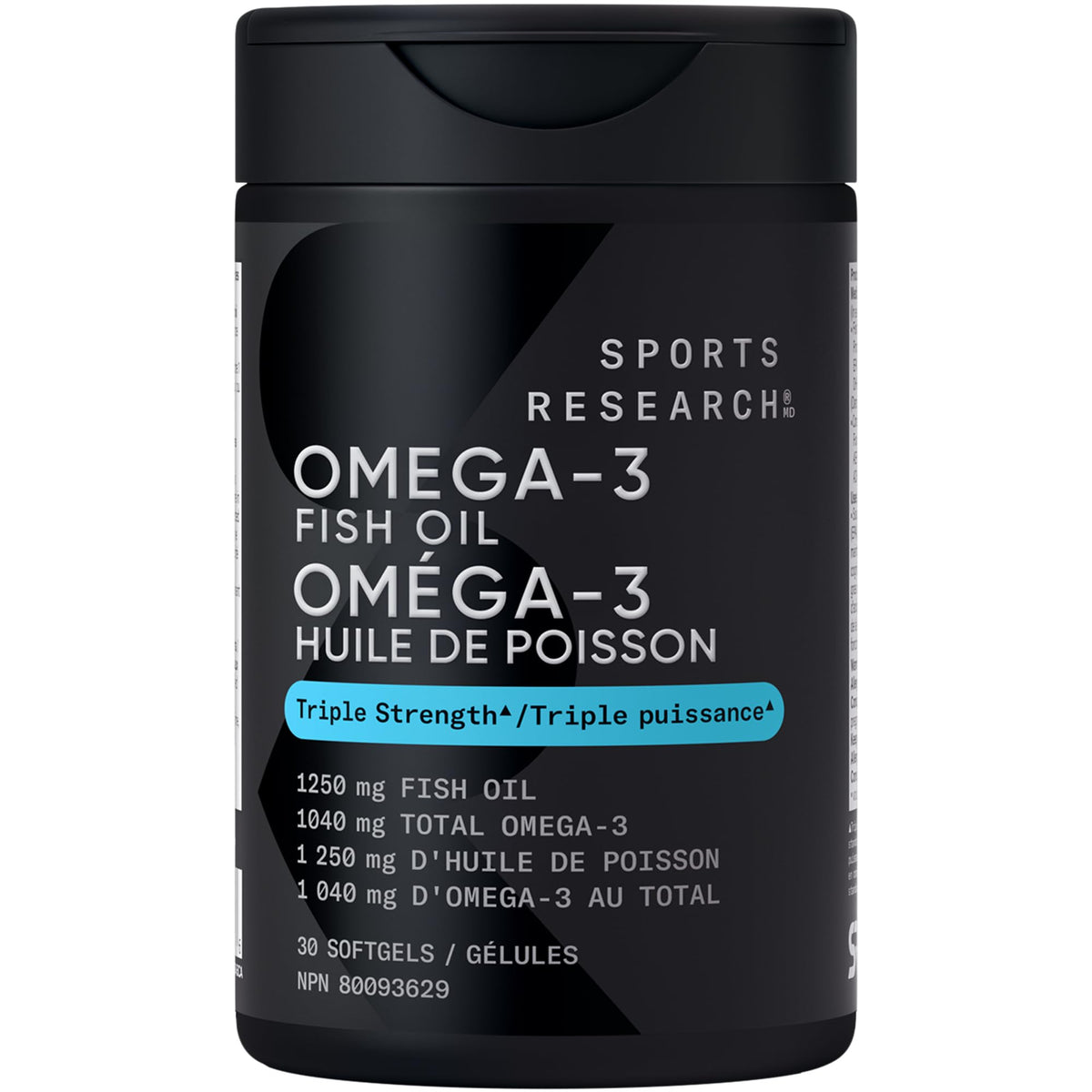 Sports Research® Triple Strength Omega 3 Fish Oil - Burpless Fish Oil Supplement w/EPA & DHA Fatty Acids from Wild Alaskan Pollock - Heart, Brain & Immune Support for Men & Women - 1250 mg, 30 count 🍁 All In One Marketplace Canada
