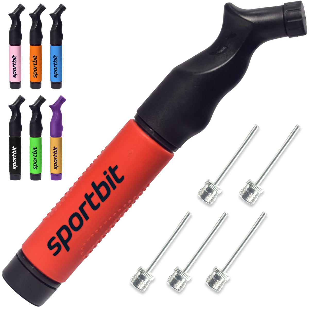 SPORTBIT Ball Pump for Sports Balls - Basketball Pump, Volleyball Pump, Football & Soccer Ball Air Pump - Hand Pump for All Sport Balls - Push & Pull Inflating System - Goes with 5 Needles Set 🍁 All In One Marketplace Canada