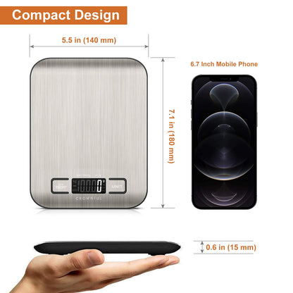 CROWNFUL Food Scale, 11lb Digital Kitchen Scales Weight Ounces and Grams for Cooking and Baking, 6 Units with Tare Function (Battery Included) 🍁 All In One Marketplace Canada