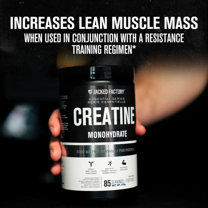 Jacked Factory Creatine Monohydrate Powder - Canadian-Owned Informed Choice Certified Supplement for Increased Muscle Mass*, Improved Strength, Power, & Performance** - 85 Servings, Arctic White 🍁 All In One Marketplace Canada