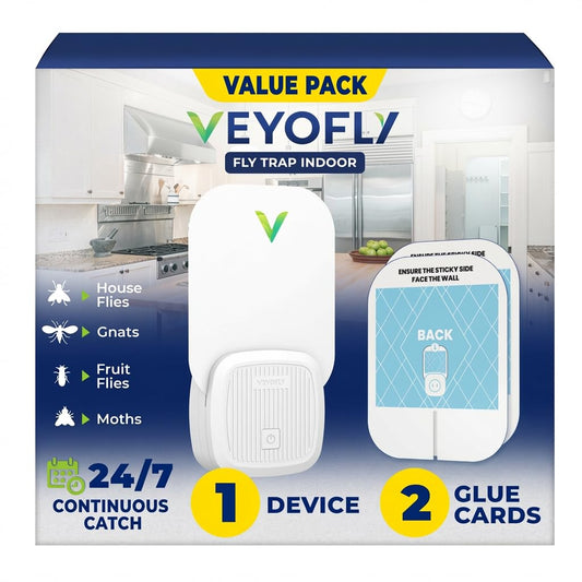 VEYOFLY Fruit Fly Traps for Indoors (1 Device + 2 Refills), Gnat Trap Indoor Plug in, Bug Traps, Flying Insect Trap, Gnat Traps for House Indoors, Fly Trap Indoor for Home Bug Light, Gnats Catcher 🍁 All In One Marketplace Canada