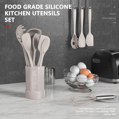 Silicone Cooking Utensils Set - 446°F Heat Resistant Kitchen Utensils,Turner Tongs,Spatula,Spoon,Brush,Whisk,Kitchen Utensil Gadgets Tools Set for Nonstick Cookware,Dishwasher Safe (BPA Free) 🍁 All In One Marketplace Canada
