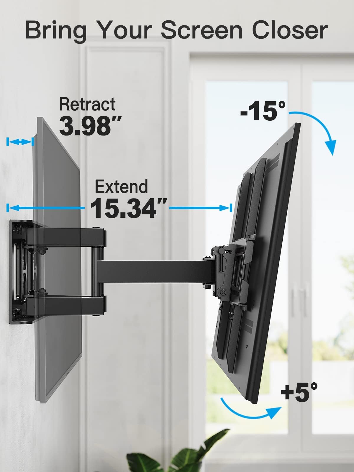 Pipishell Full Motion TV Wall Mount for 26-74 inch TVs, up to 99lbs Max VESA 400x400mm, Wall Mount TV Bracket with Articulating Swivel Extension Tilting Leveling for LED LCD OLED 4K Flat Curved Screen 🍁 All In One Marketplace Canada