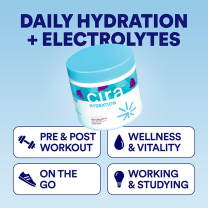 Cira Hydration Electrolytes Powder - Cira x Alicia McCarvell’s Daily Electrolyte Powder, Sugar Free, Himalayan Salt, Magnesium, Potassium for Dehydration Relief & Recovery - Very Grapeful, 45 Servings 🍁 All In One Marketplace Canada