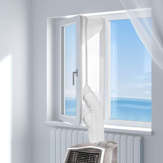 HOOMEE 300CM (118 inch ) Universal Window Seal for Portable Air Conditioner And Tumble Dryer Works with Every Mobile Air-Conditioning, Easy to Install Air Exchange Guards With Zip and Adhesive Fastener 🍁 All In One Marketplace Canada