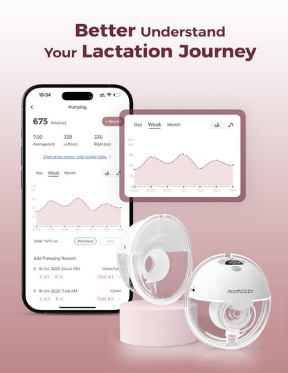 Momcozy M5 Smart App Control Hands Free Breast Pump, Double Wearable Breast Pump of Baby Mouth Double-Sealed Flange with 3 Modes & 9 Levels, Electric Pump Portable - 24mm, 2 Pack, Cozy Red 🍁 All In One Marketplace Canada