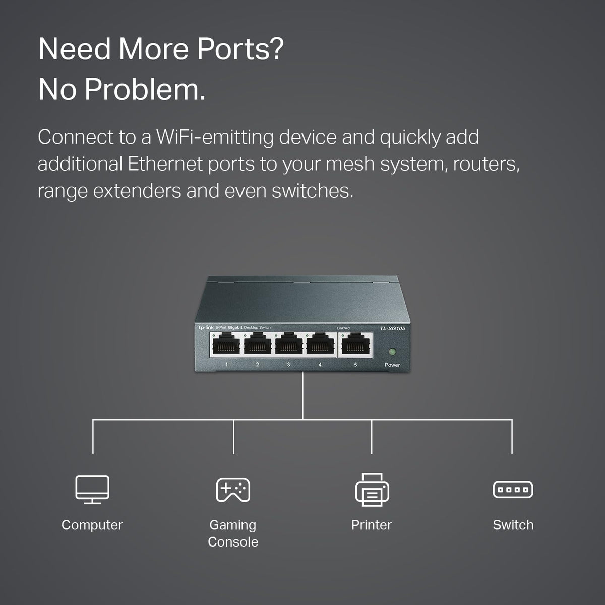 TP-Link TL-SG105 5 Port Gigabit Unmanaged Ethernet Network Switch, Ethernet Splitter, Plug and Play, Fanless Metal Design, Shielded Ports, Traffic Optimization, Limited Lifetime Protection,Black 🍁 All In One Marketplace Canada