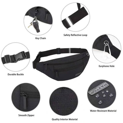 MAXTOP Large Fanny Pack for Women Men with 4-Zipper Pockets Gifts for Enjoy Festival Sports Workout Traveling Running Casual Hands-Free Water-Resistant Sling Waist Pack Bag Carrying of Phones 🍁 All In One Marketplace Canada