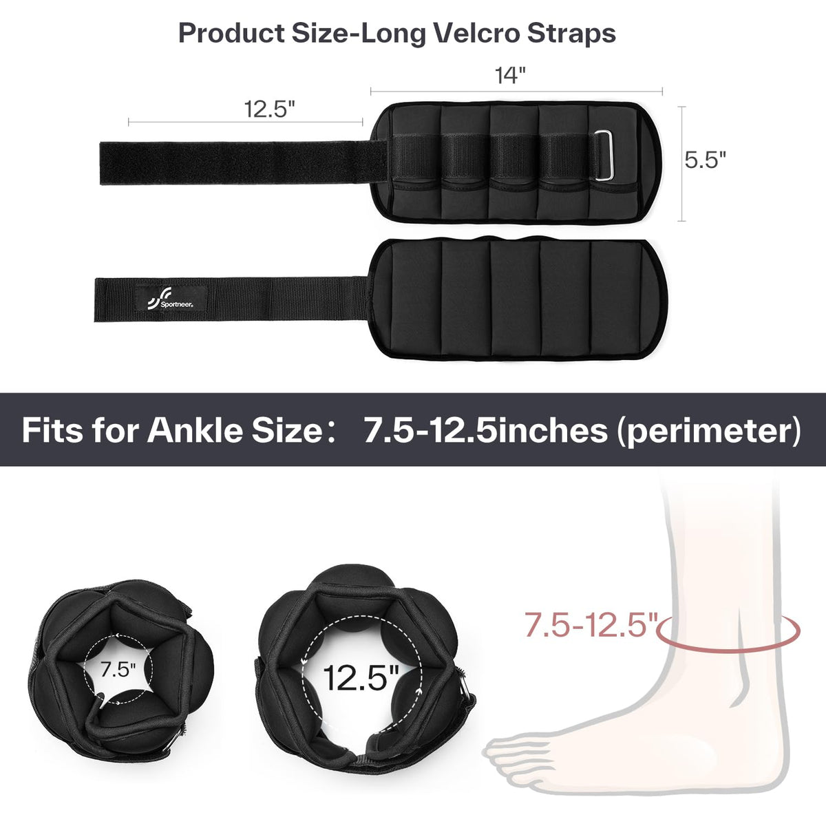 Sportneer Adjustable Ankle Weights 1 Pair 2 4 6 8 10 Lbs Leg Weight Straps for Women Men, Weighted Ankle Weights Set for Gym, Fitness, Workout, Walking, Jogging,1-5 lbs Each Ankle Weight, 1 Pair 2-10 lbs 🍁 All In One Marketplace Canada