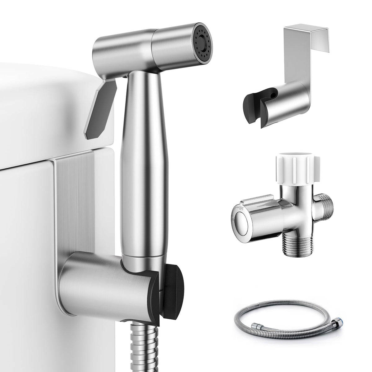 Fekivasy Handheld Bidet Sprayer for Toilet, Muslim Shower Bidet Attachment for Toilet, Adjustable Water Pressure with Bidet Hose for Feminine Wash, Bidet Faucet Cloth Diaper Sprayer for Baby Wash 🍁 All In One Marketplace Canada